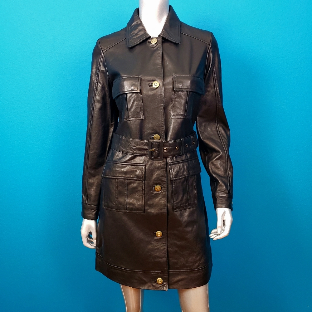 🆕️ ⚫️ MUUBAA Belted Utility Leather Coat // (GENUINE LEATHER) // (NWT)